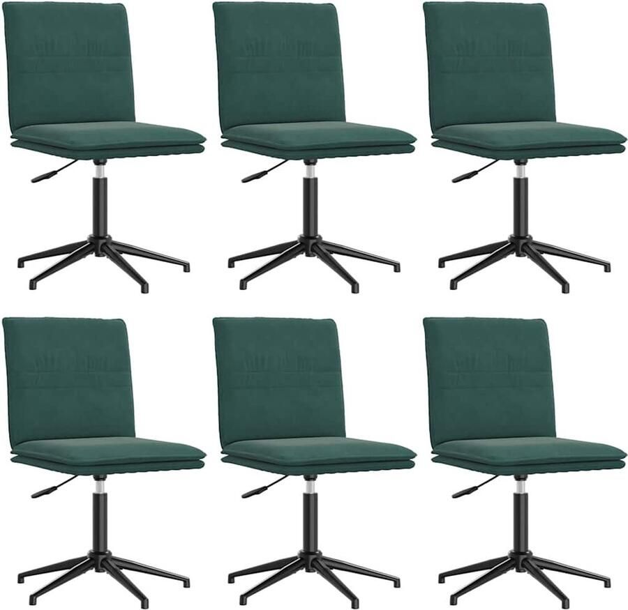 VidaXL Eetkamerstoelen 6 st fluweel donkergroen Eettafelstoel Eetkamerstoel Velours Stoel Donkere Stoel Comfortabele Stoel - Foto 2