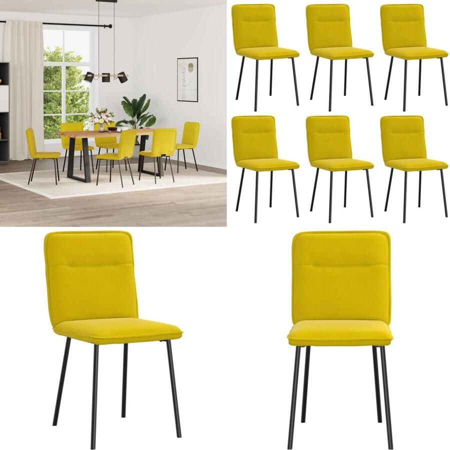 VidaXL Eetkamerstoelen 6 st fluweel geel Eetkamerstoel Eetkamerstoelen Dinerstoel Stoel