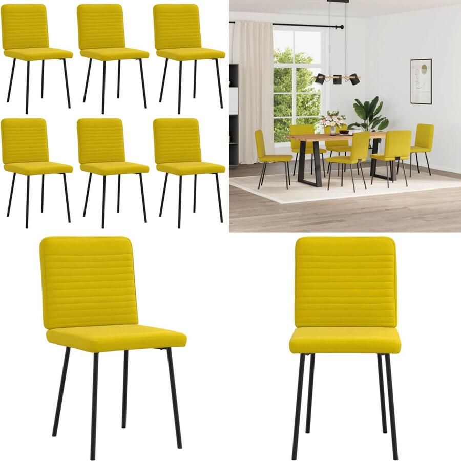 VidaXL Eetkamerstoelen 6 st fluweel geel Eetkamerstoel Eetkamerstoelen Dinerstoel Stoel
