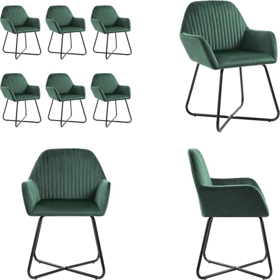 VidaXL Eetkamerstoelen 6 st fluweel groen Eetkamerstoel Eetkamerstoelen Bijzetstoel Bijzetstoelen