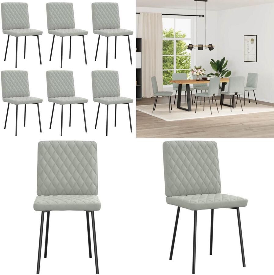 VidaXL Eetkamerstoelen 6 st fluweel lichtgrijs Eetkamerstoel Eetkamerstoelen Dinerstoel Stoel