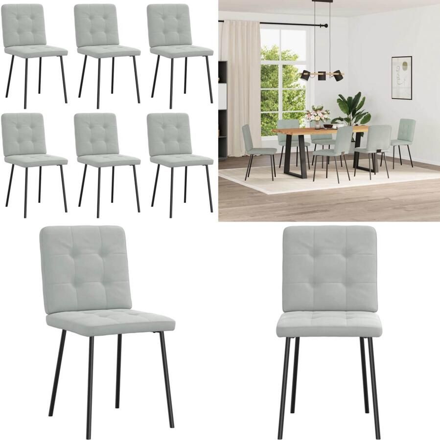 VidaXL Eetkamerstoelen 6 st fluweel lichtgrijs Eetkamerstoel Eetkamerstoelen Eetkamerstoel Stoel