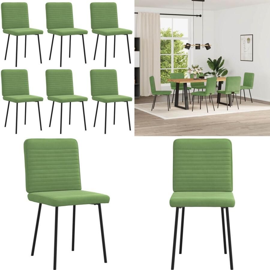 VidaXL Eetkamerstoelen 6 st fluweel lichtgroen Eetkamerstoel Eetkamerstoelen Dinerstoel Stoel