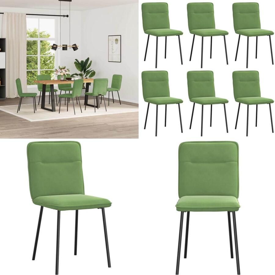 VidaXL Eetkamerstoelen 6 st fluweel lichtgroen Eetkamerstoel Eetkamerstoelen Dinerstoel Stoel