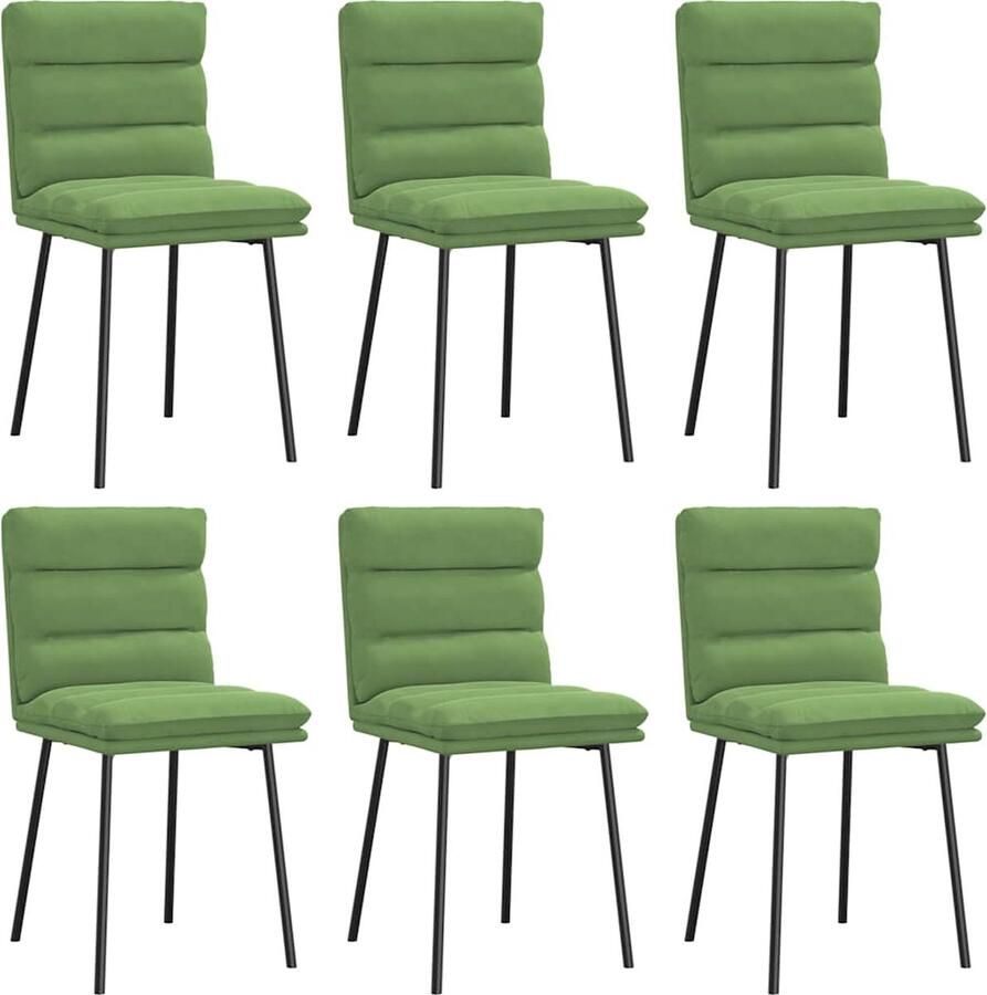 VidaXL Eetkamerstoelen 6 st fluweel lichtgroen Eettafel Stoelen Eetkamerstoelen Velours Stoelen Groene Stoelen Comfortabele Stoelen - Foto 2