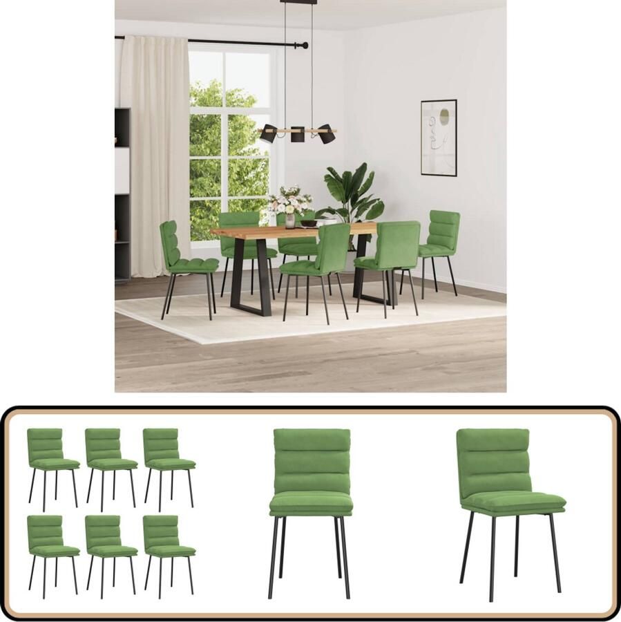 VidaXL Eetkamerstoelen 6 st fluweel lichtgroen Eettafel Stoelen Eetkamerstoelen Velours Stoelen Groene Stoelen Comfortabele Stoelen