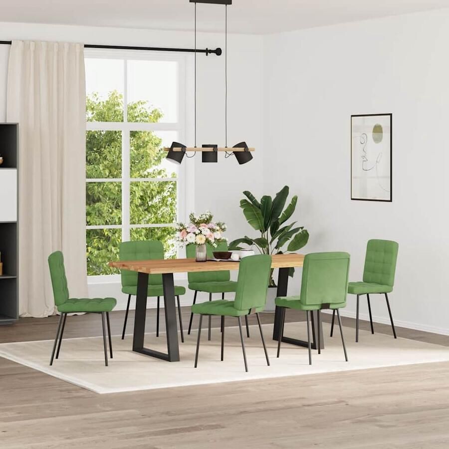 VidaXL Eetkamerstoelen 6 st Fluweel Lichtgroen Eetzitcomfort Eetkamerstoel Velvet Stoel Groene Stoel Modern Meubilair