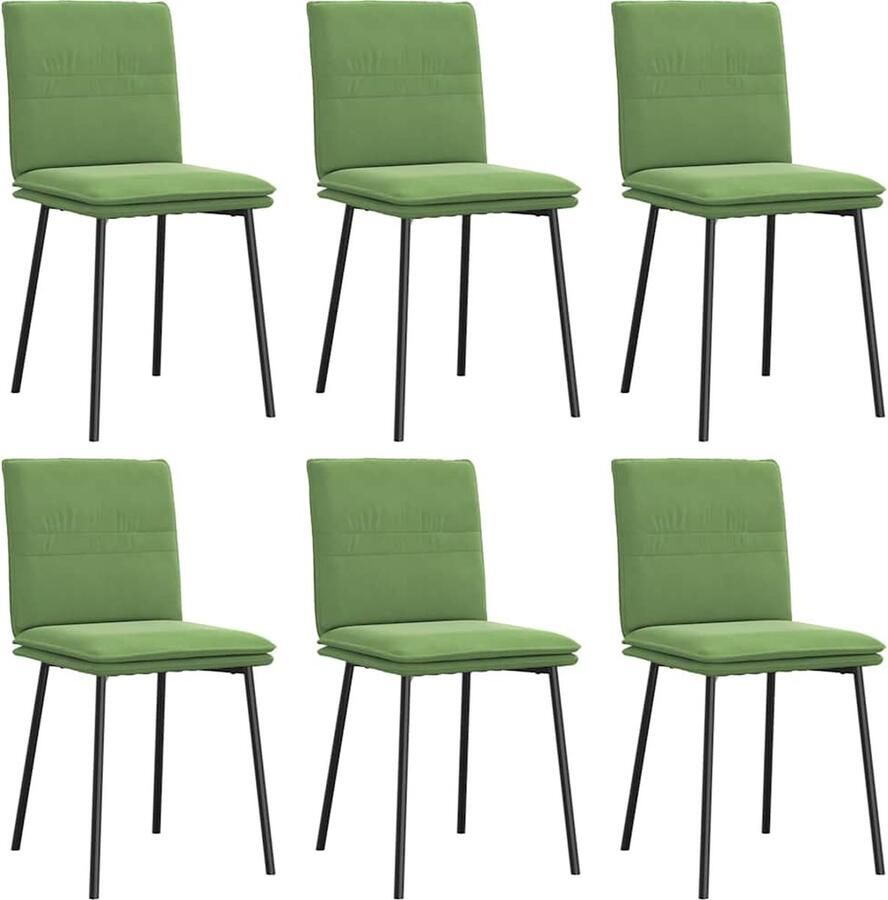 VidaXL Eetkamerstoelen 6 st fluweel lichtgroen Eetzit Eetkamerstoel Velours Stoel Groene Stoel Moderne Stoel - Foto 2