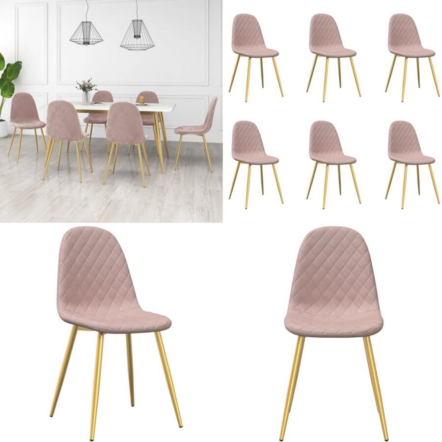 VidaXL Eetkamerstoelen 6 st fluweel roze Eetkamerstoel Eetkamerstoelen Stoel Stoelen