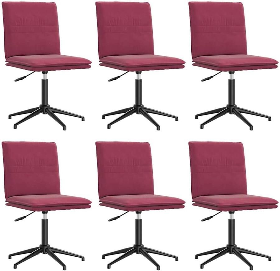 VidaXL Eetkamerstoelen Set van 6 Fluweel Wijnrood Eettafelstoel Eetkamerstoel Velours Stoel Rode Stoel Comfortabele Stoel - Foto 2
