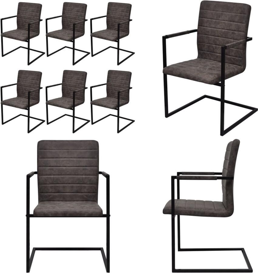 VidaXL Eetkamerstoelen 6 st kunstleer bruin Eetkamerstoel Eetkamerstoelen Bijzetstoel Bijzetstoelen