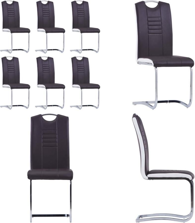 VidaXL Eetkamerstoelen 6 st kunstleer bruin Eetkamerstoel Eetkamerstoelen Bijzetstoel Bijzetstoelen