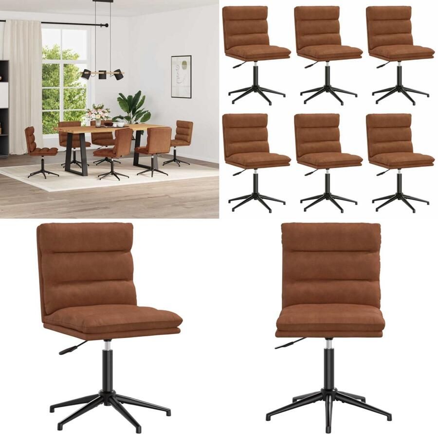 VidaXL Eetkamerstoelen 6 st kunstleer bruin Eetkamerstoel Eetkamerstoelen Dinerstoel Stoel