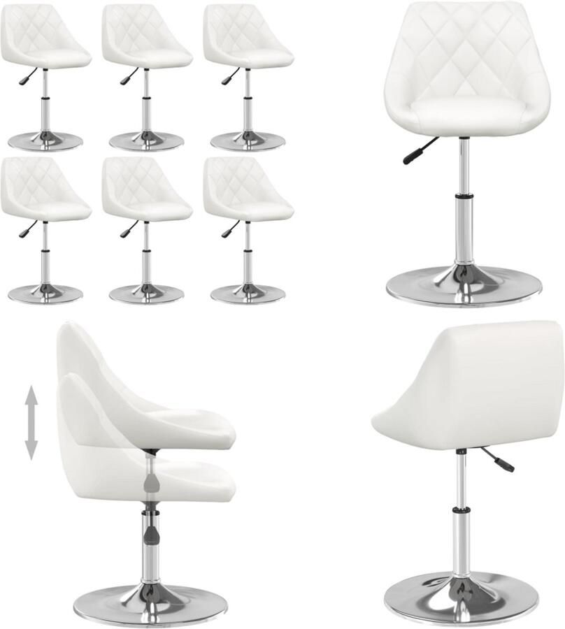 VidaXL Eetkamerstoelen 6 st kunstleer wit Eetkamerstoel Eetkamerstoelen Dinerstoel Dinerstoelen