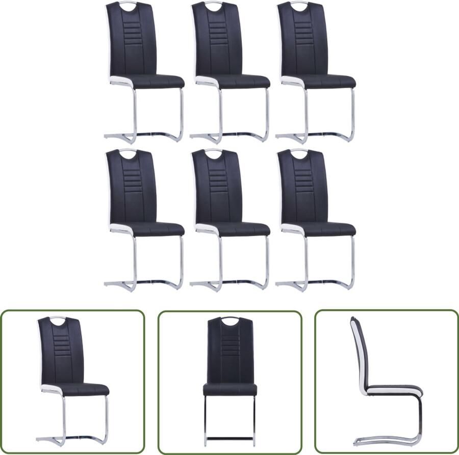 VidaXL Eetkamerstoelen 6 stuks Kunstleer Zwart Zwevende Eetkamerstoelen Set Zwarte Eetkamerstoelen Kunstlederen Eetkamerstoelen Comfortabele Eetkamerstoelen