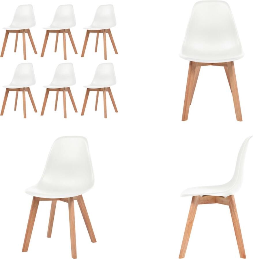 VidaXL Eetkamerstoelen 6 st kunststof wit Eetkamerstoel Eetkamerstoelen Bijzetstoel Bijzetstoelen