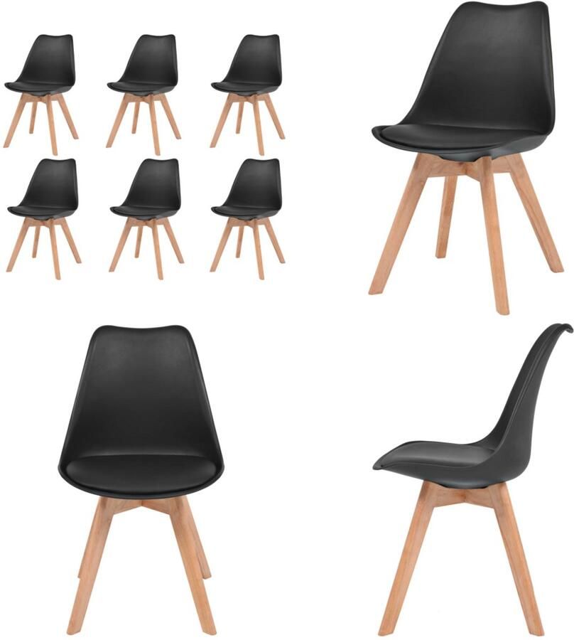VidaXL Eetkamerstoelen 6 st kunststof zwart Eetkamerstoel Eetkamerstoelen Bijzetstoel Bijzetstoelen