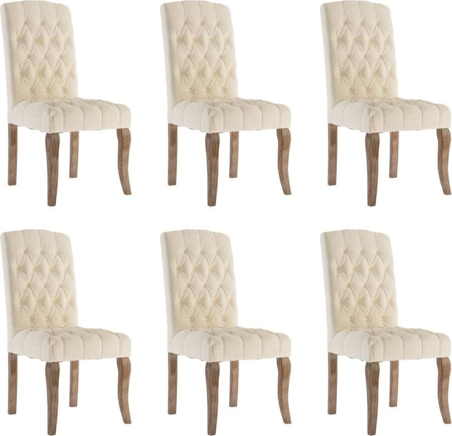 VidaXL Eetkamerstoelen 6 st linnen-look stof beige