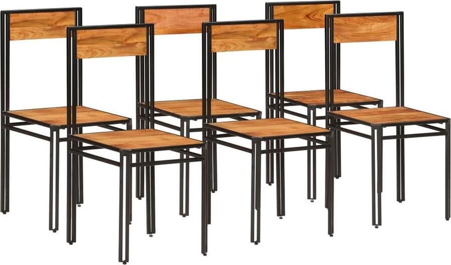 VidaXL -Eetkamerstoelen-massief-acaciahout-met-sheesham-afwerking-6-st
