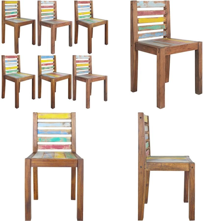 VidaXL Eetkamerstoelen 6 st massief gerecycled hout Eetkamerstoel Eetkamerstoelen Keukenstoelen Keukenstoel