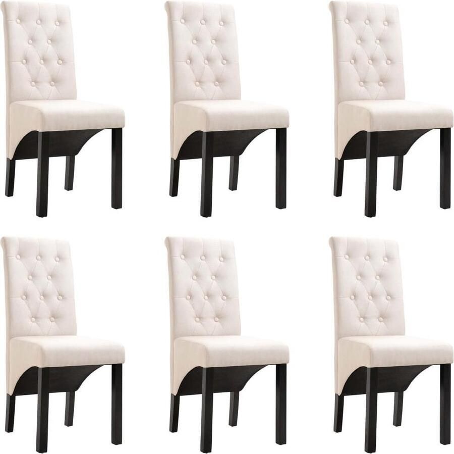 Vida XL vidaXL Eetkamerstoelen 6 st stof crÃ¨mekleurig-VXL-274620