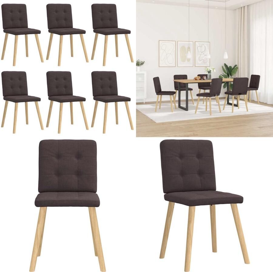 VidaXL Eetkamerstoelen 6 st stof donkerbruin Eetkamerstoel Eetkamerstoelen Dinerstoel Stoel