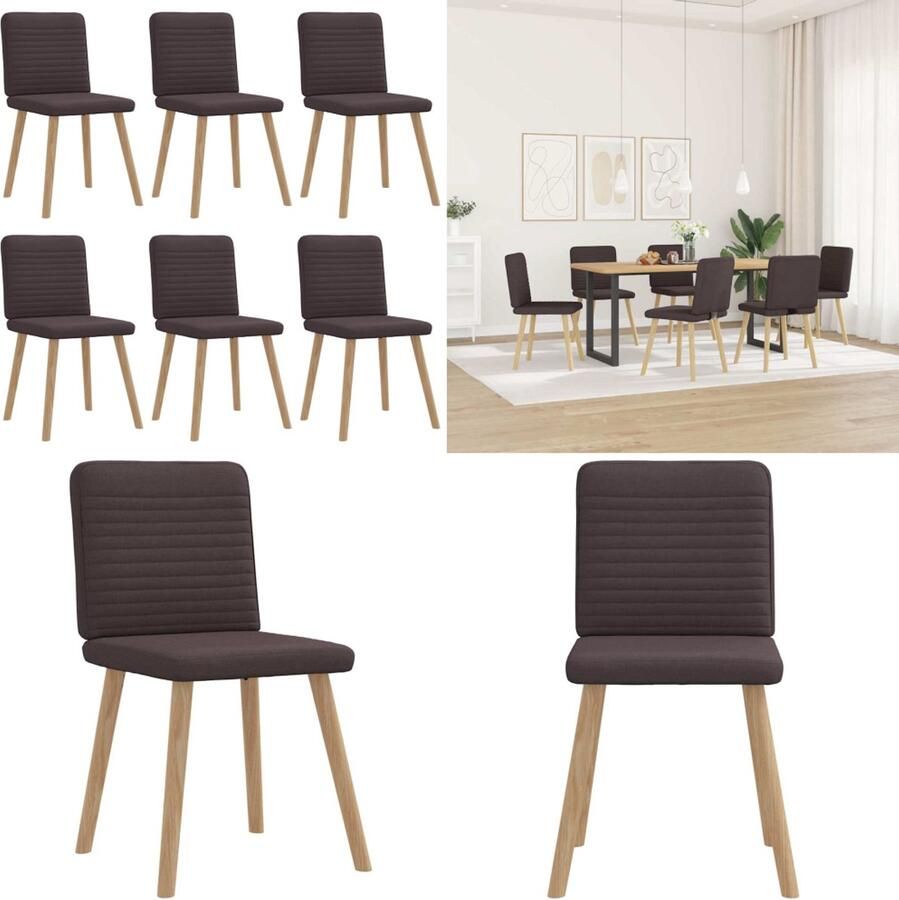 VidaXL Eetkamerstoelen 6 st stof donkerbruin Eetkamerstoel Eetkamerstoelen Dinerstoel Stoel
