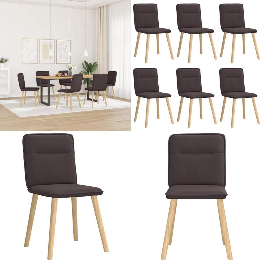 VidaXL Eetkamerstoelen 6 st stof donkerbruin Eetkamerstoel Eetkamerstoelen Dinerstoel Stoel