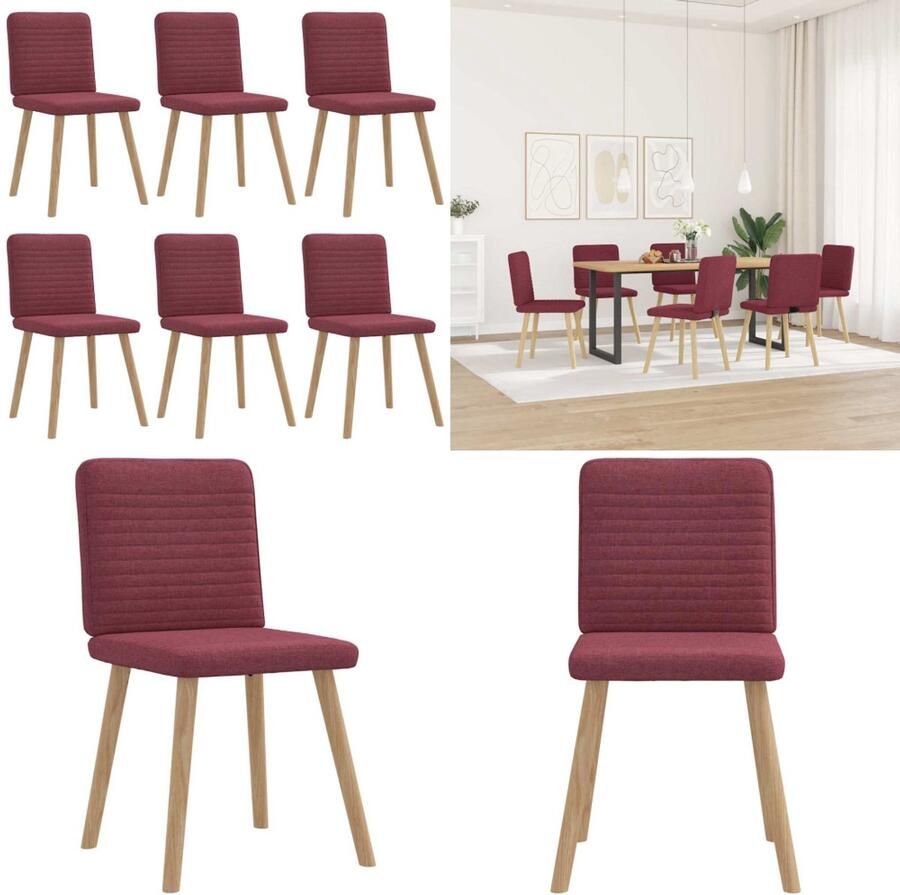 VidaXL Eetkamerstoelen 6 st stof wijnrood Eetkamerstoel Eetkamerstoelen Dinerstoel Stoel