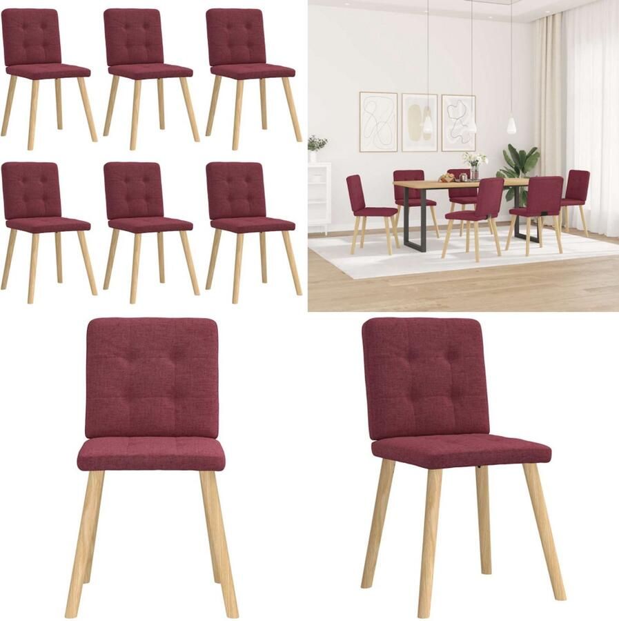 VidaXL Eetkamerstoelen 6 st stof wijnrood Eetkamerstoel Eetkamerstoelen Dinerstoel Stoel