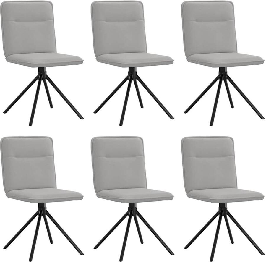 VidaXL Eetkamerstoelen Set van 6 Stof Wolkgrijs Eettafelstoel Eetkamerstoel Lounge Stoel Comfortabele Stoel Modern Meubilair