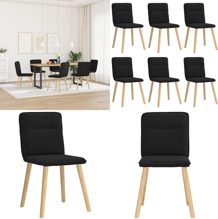 VidaXL Eetkamerstoelen 6 st stof zwart Eetkamerstoel Eetkamerstoelen Dinerstoel Stoel