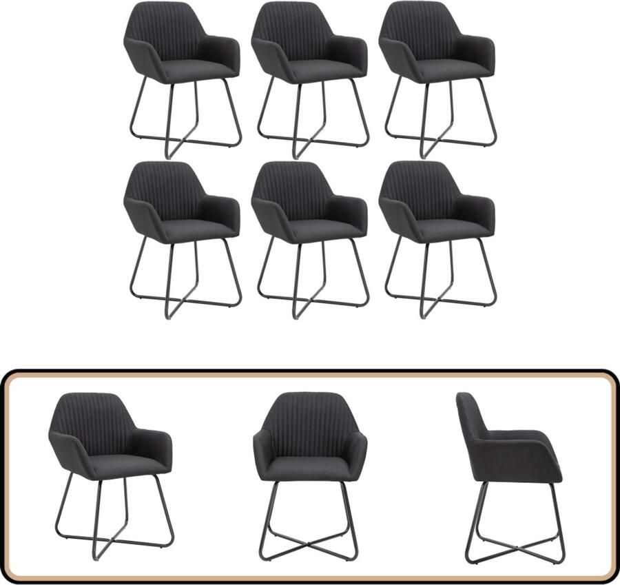 VidaXL -Eetkamerstoelen-6-st-stof-zwart - Foto 2