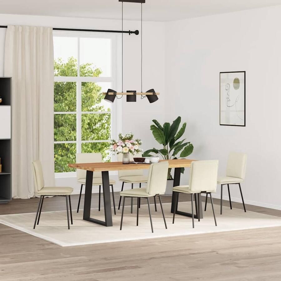 VidaXL Eetkamerstoelen 6 stuks Fluweel Crème Eettafelstoel Eetkamerstoel Velours Stoel Moderne Stoel Elegante Stoel