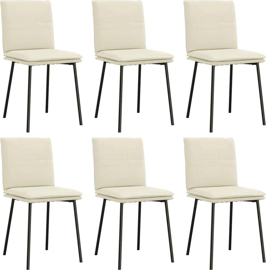 VidaXL Eetkamerstoelen 6 stuks Fluweel Crème Eettafelstoel Eetkamerstoel Velours Stoel Moderne Stoel Elegante Stoel - Foto 2