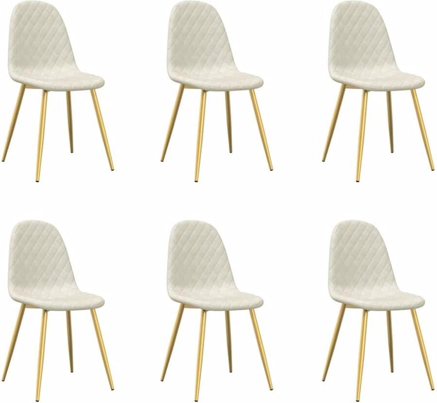 VidaXL Eetkamerstoelen 6 stuks Fluweel Crèmewit Eettafel Stoelen Eetkamerstoelen Fluweel Stoelen Creme Wit Meubels Moderne Stoelen Luxe Stoelen Set Van 6 Stoelen Comfortabele Stoelen