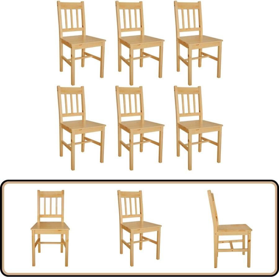 VidaXL Eetkamerstoelen 6 stuks Grenenhout Eetkamerstoelen Houten Stoelen Granenhouten Stoelen Moderne Stoelen Ergonomische Stoelen