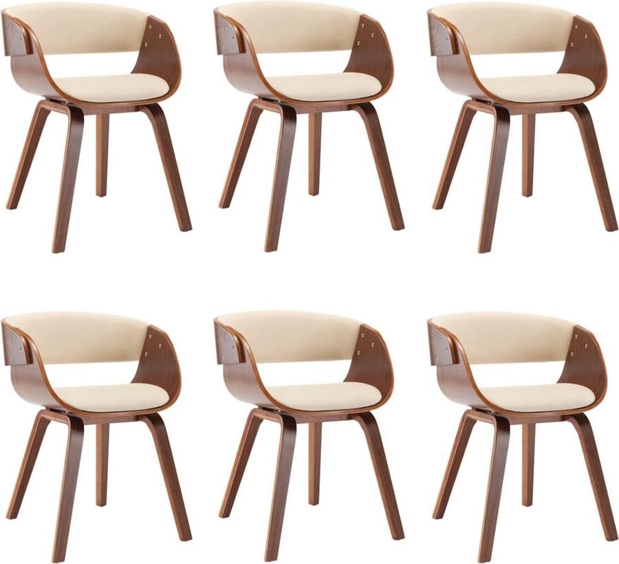 VidaXL Eetkamerstoelen 6 stuks Kunstleer Crème Eetkamerstoel Kunstleder Moderne Eetkamerstoel Elegante Eetkamerstoel Comfortabele Stoel