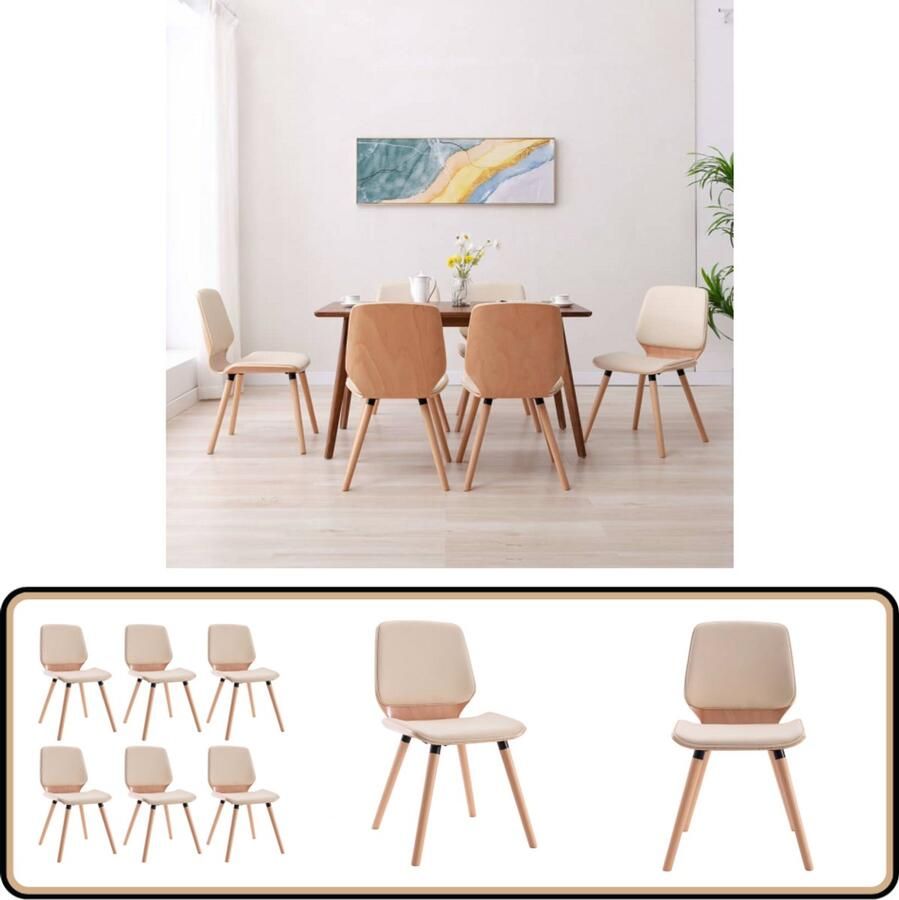 VidaXL Eetkamerstoelen 6 stuks Kunstleer Crème Eetkamerstoelen Kunstleder Meubels Creme Kleuren Comfortabele Stoelen Ergonomische Stoelen