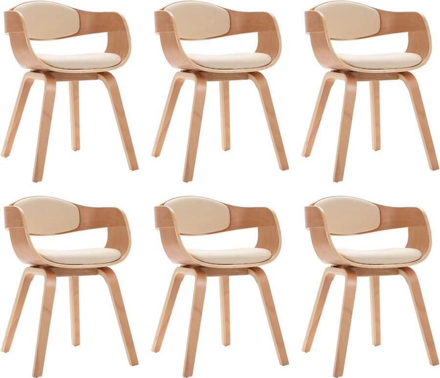 VidaXL Eetkamerstoelen 6 stuks Kunstleer & Hout Eetkamerstoelen Kunstleder Meubels Eetkamersets Salonstoelen Krukken