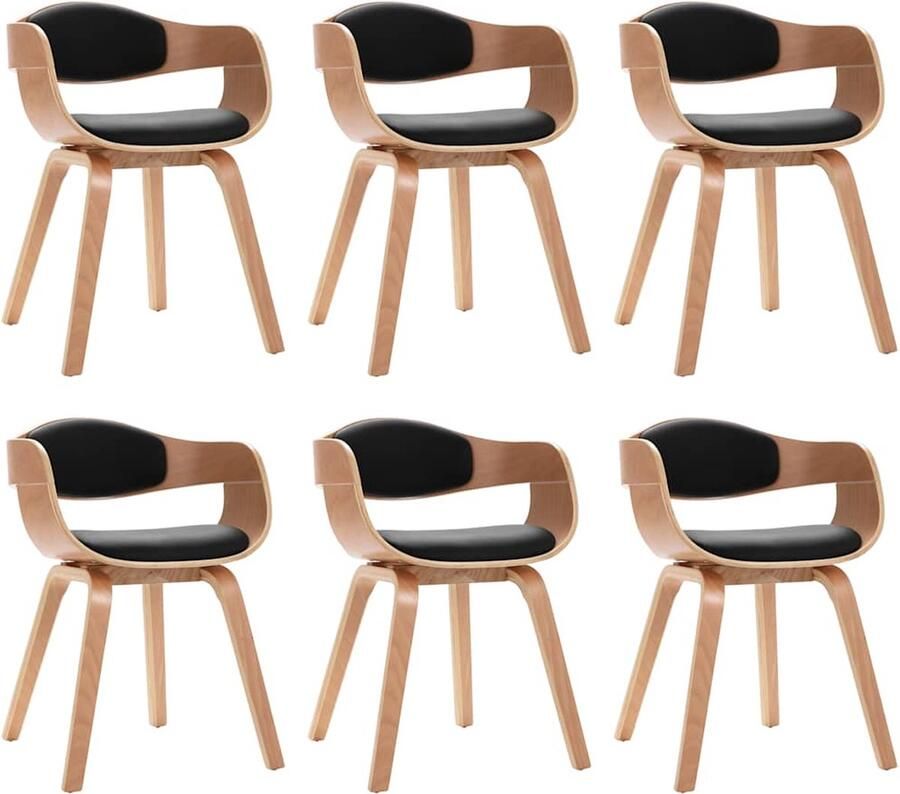 VidaXL Eetkamerstoelen 6 stuks Kunstleer en Hout Eetkamerstoelen Kunstleder Meubels Houten Stoelen Zwarte Stoelen Salontafel Dining Chairs Black Furniture