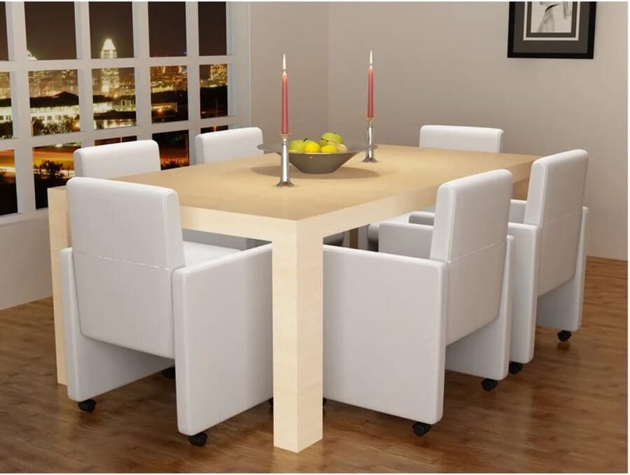 VidaXL Eetkamerstoelen 6 stuks Kunstleer Wit Eetkamerstoelen Witte Stoelen Kunstleder Stoelen Ergonomische Stoelen Comfortabele Stoelen Dining Chairs White Chairs Faux Leather Chairs Ergonomic Chairs Comfortable Chairs - Foto 2