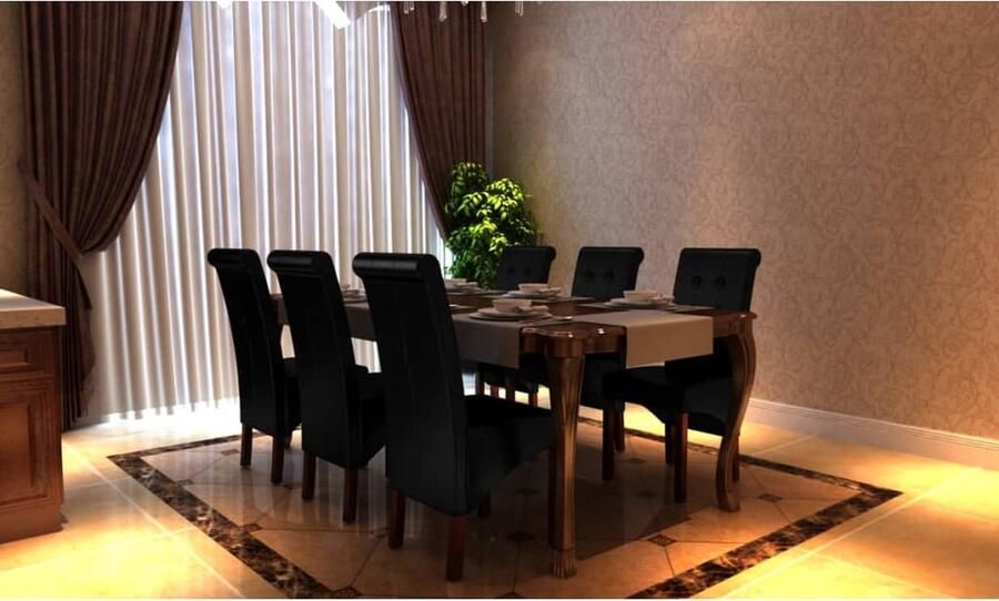 VidaXL Eetkamerstoelen 6 stuks Kunstleer Zwart Eetkamerstoelen Antiek Meubilair Houten Stoelen Zwarte Stoelen Kunstleder Stoelen Ergonomische Stoelen Luxe Stoelen Dining Chairs Vintage Furniture Modern Classic