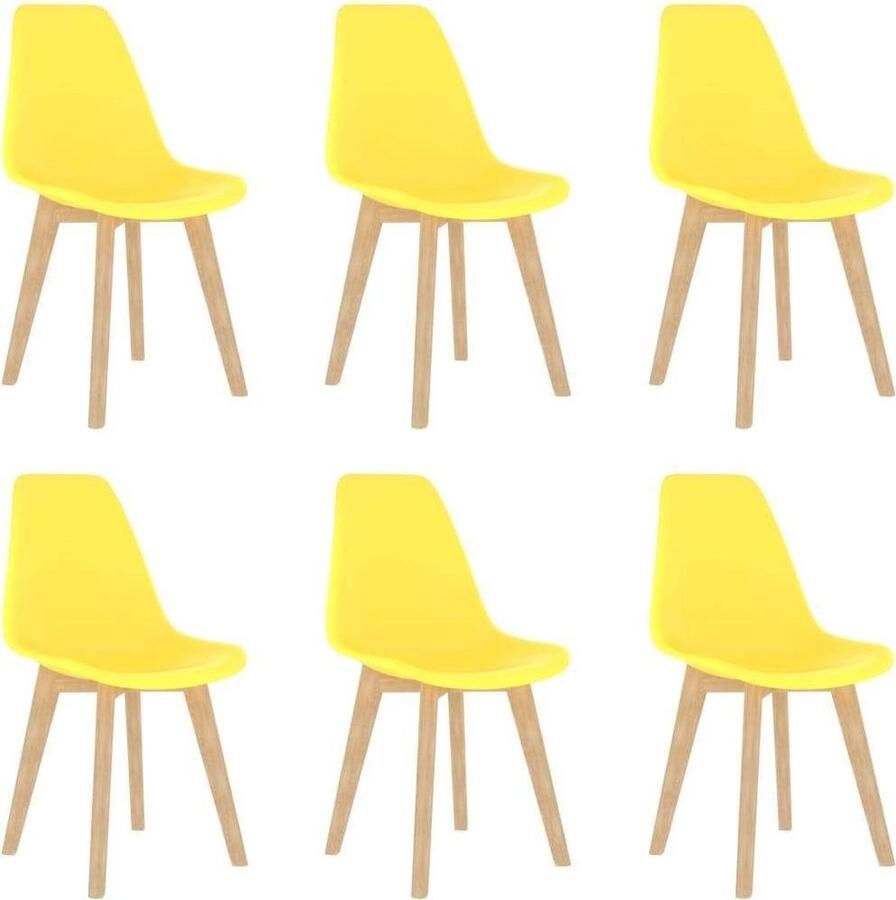 VidaXL Eetkamerstoelen 6 stuks Kunststof Geel Eetkamerstoelen Keukenstoelen Gel Stoelen Houten Stoelen Comfortabele Stoelen Minimalistisch Meubilair Scandinavisch Design Stoelen Polypropyleen Stoelen - Foto 2