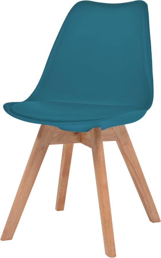 VidaXL Eetkamerstoelen 6 stuks Kunststof Turquoise Eettafelstoelen Eetkamerstoelen Turkoois Meubels Kunststoffen Stoelen Houten Stoelen