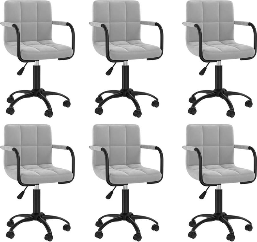 VidaXL Eetkamerstoelen 6 stuks Lichtgrijs Fluweel Draaiend Eetkamerstoel Fluweel Design Eetkamerstoel Moderne Eetkamerstoel Luxe Eetkamerstoel