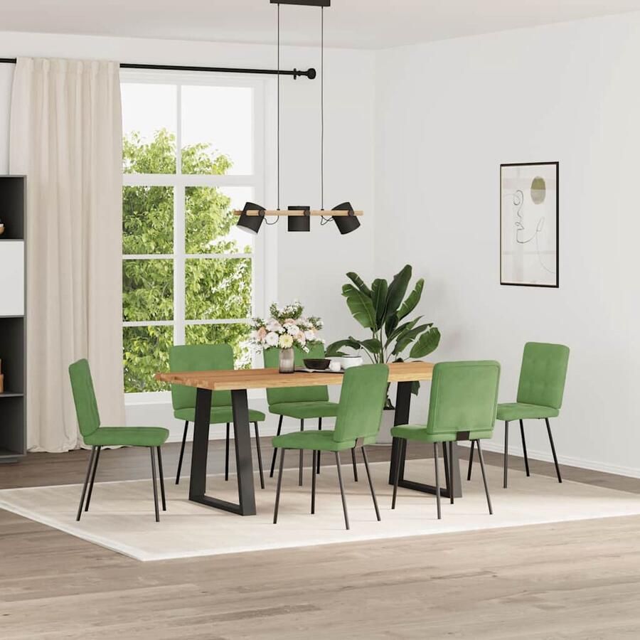 VidaXL Eetkamerstoelen 6 stuks lichtgroen fluweel Eettafelstoel Eetkamerstoel Velours Stoel Groene Stoel Moderne Stoel - Foto 2