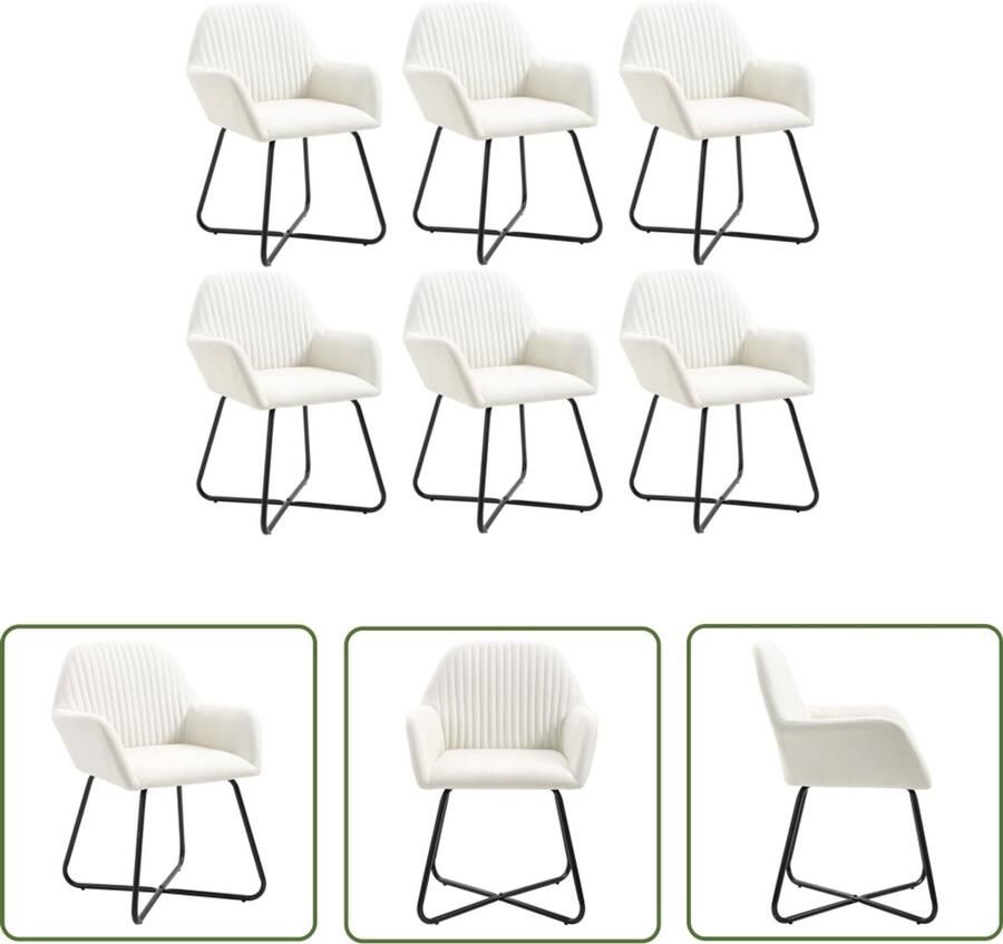VidaXL Eetkamerstoelen 6 Stuks Stof crèmekleurig Eetkamerstoelen Creme Meubels Design Stoelen Luxe Stoelen Comfortabele Stoelen Set Van 6 Stoelen