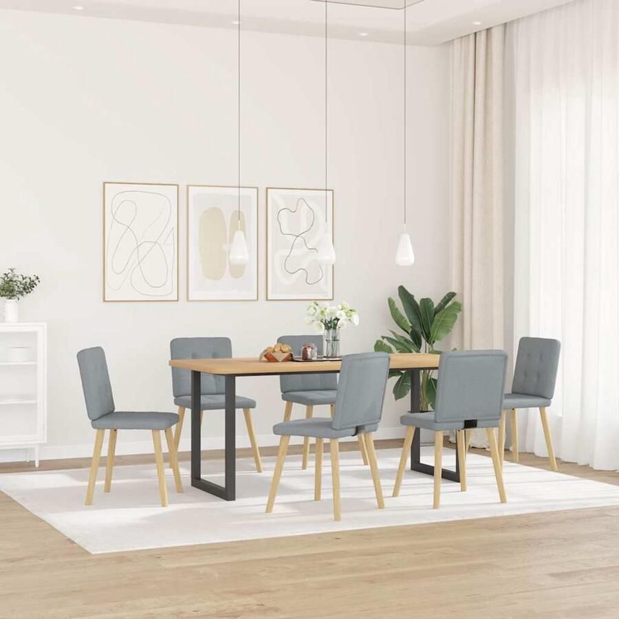 VidaXL Eetkamerstoelen 6 stuks Stof Lichtgrijs Eetzit Eetkamerstoel Dining Chair Luxe Stoel Comfortabele Stoel