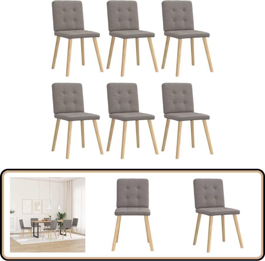 VidaXL Eetkamerstoelen 6 stuks Stof Taupe Eettafelstoel Eetkamerstoel Comfortabele Stoel Luxe Stoel Taupe Stoel